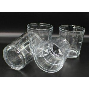 PASABAHCE Turkish Glass Tumblers Clear Squares Pattern Vintage